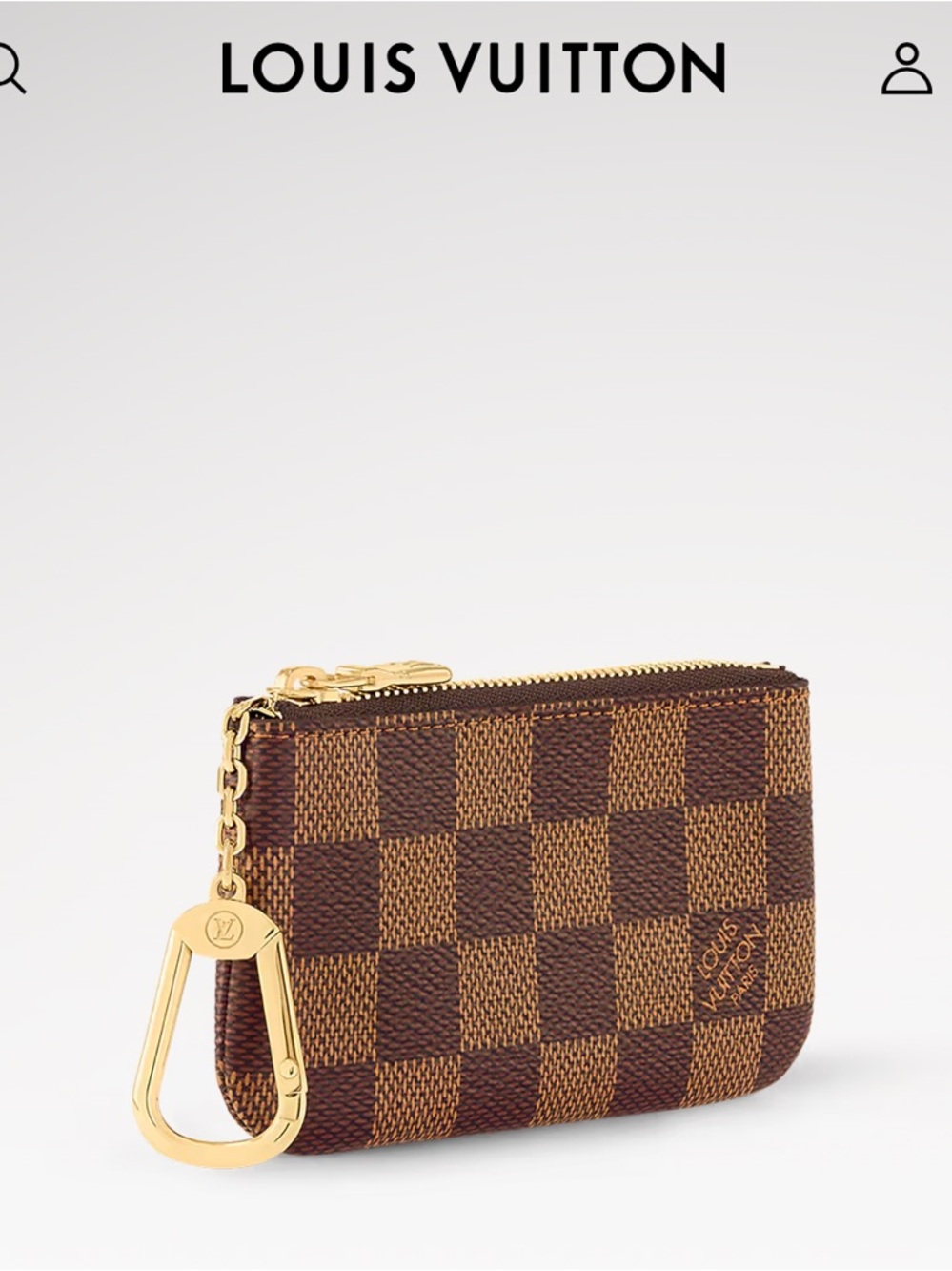 Louis Vuitton Damier Ebene Key Pouch - Brown with Gold Hardware